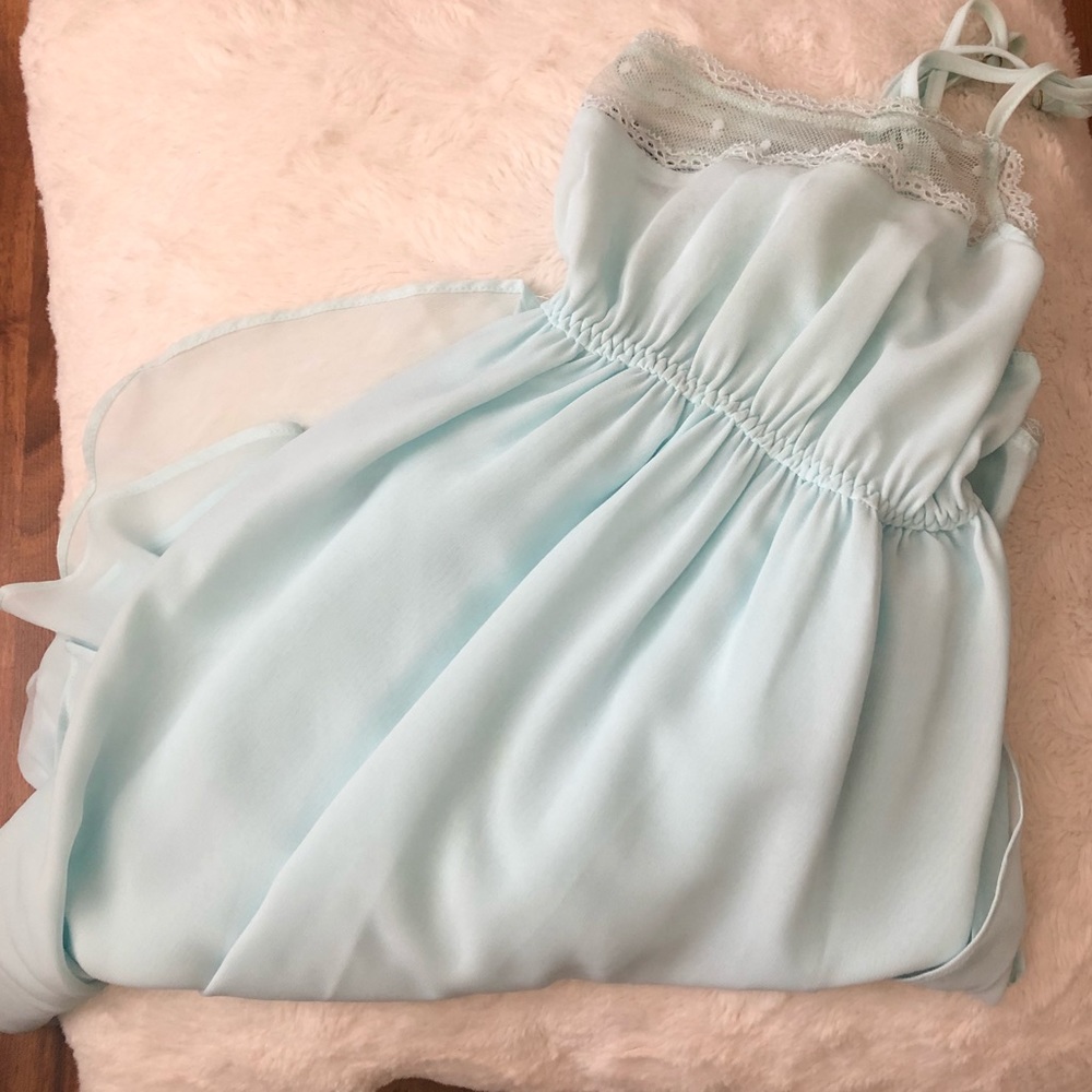 Baby Blue Lingerie Nightie With Tie Side - Size S